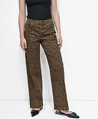 Dkny Jeans Women's Animal Print Mid-Rise Relaxed Straight-Leg Cotton