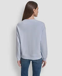 Dkny Jeans Women's Rhinestone Logo Cotton Crewneck Sweatshirt
