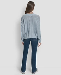 Dkny Jeans Women's V-Neck Cable-Knit Sweater