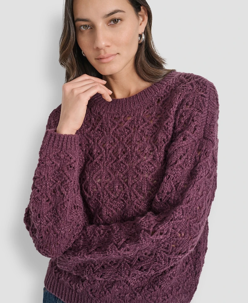Dkny Jeans Women's Pointelle Long Sleeve Sweater