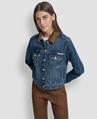 Dkny Jeans Women's Collared Trucker Jacket
