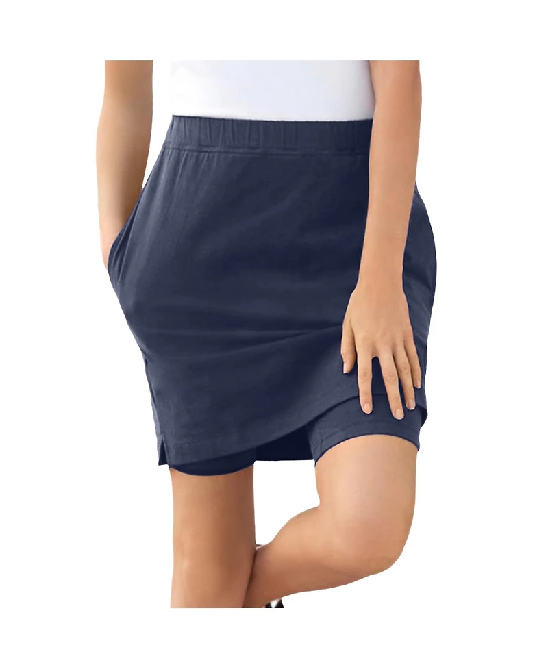 Woman Within Plus Stretch Cotton Skort