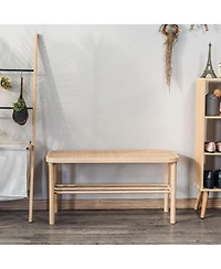 Nordlys - Rattan and Solid Wood Storage Bench Exotic Boho Entry