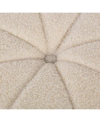 Nordlys - White Boucle with Stripes Pouf Vintage Style Upholstery Living Room
