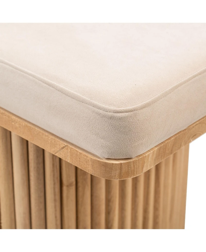 Nordlys - Solid Wood and Beige Velvet Bench Exotic Boho Entry