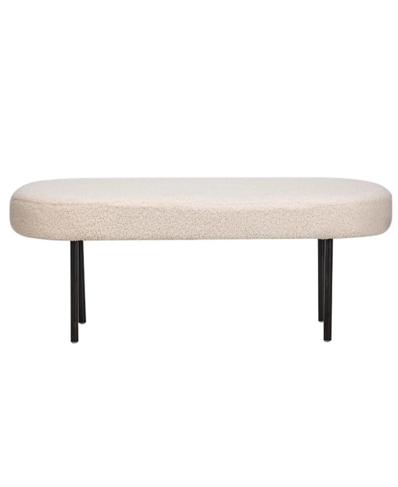 Nordlys - Metal and White Boucle Bench Modern Design Style Upholstery Entry