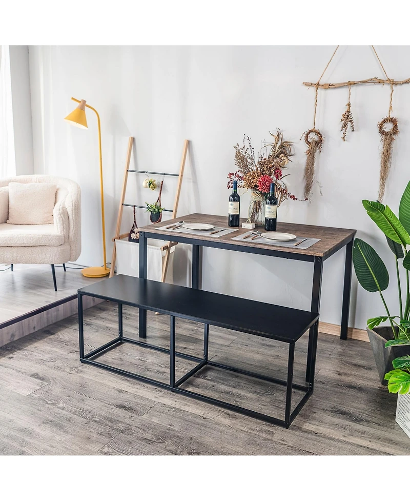 Nordlys - Industrial Black Metal Bench Industrial Style Upholstery Entry