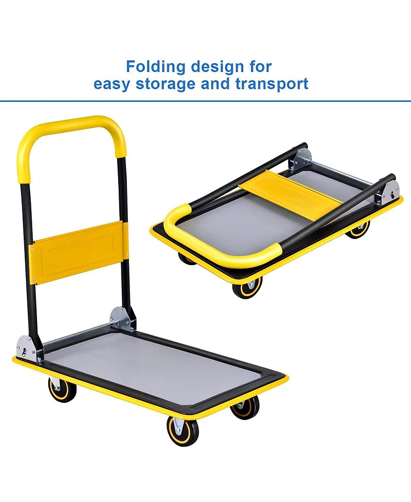 Costway 330lbs Folding Platform Cart Dolly Push Hand Truck Moving Warehouse Foldable