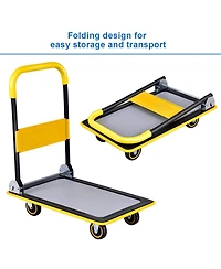 Costway 330lbs Folding Platform Cart Dolly Push Hand Truck Moving Warehouse Foldable