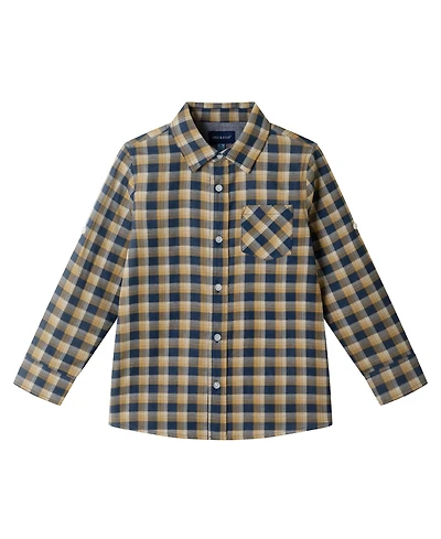 Andy & Evan Toddler Boys Toddler/Child Blue Plaid Two Faced Buttondown