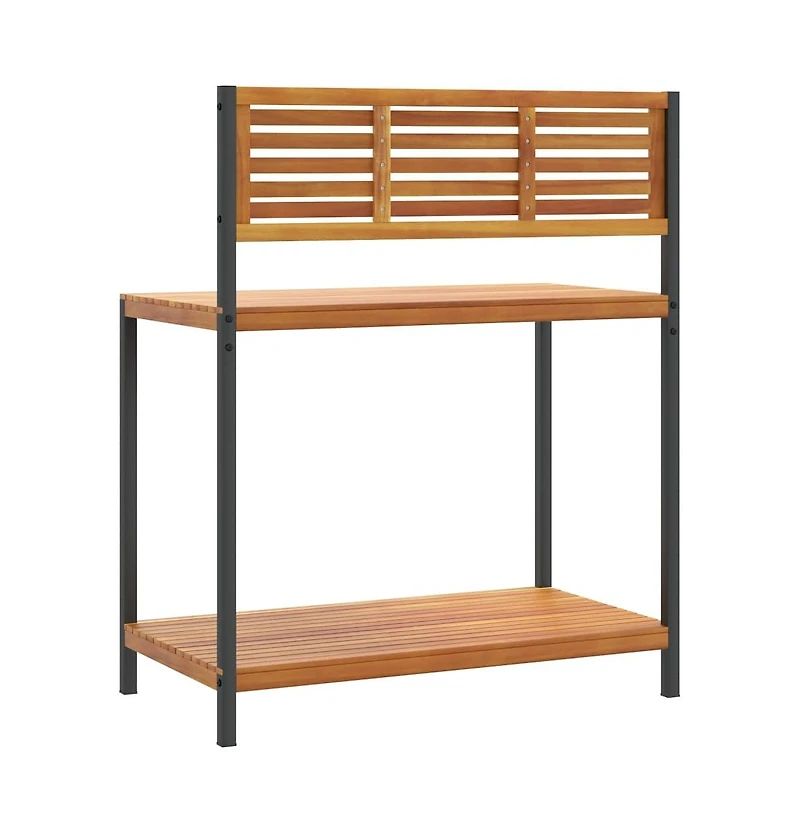 vidaXL Garden Work Table 35.4"x19.7"x43.3" Solid Wood Acacia and Steel