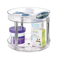 iDesign 9-Inch Recycled Plastic 2-Tier Lazy Susan Organizer - Clear/Chrome