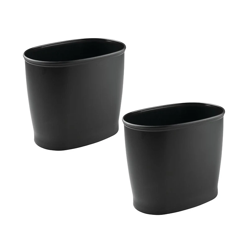 iDesign Small Oval Plastic Bathroom Trash Can, Set of 2