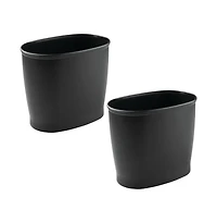 iDesign Small Oval Plastic Bathroom Trash Can, Set of 2