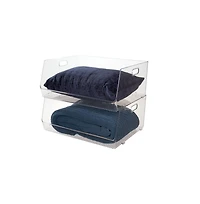 iDesign Stackable Open-Front Storage Bin with Handles - Clear - Made in Usa