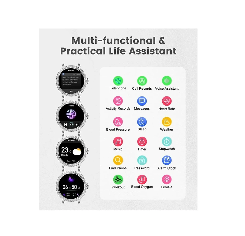 Ruxing Smart Smartwatch, Alexa Voice Assistant, Wireless Calling/Dialing, Call Reminder And Rejection, Multi-Sport Mode, Sms Reminder, 1.83-Inch Hd Sc