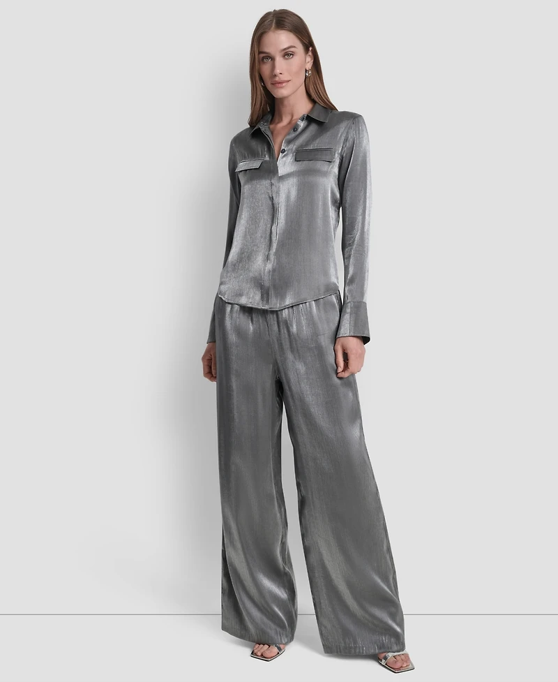 Dkny Women's Pocket Detail Long Sleeve Top