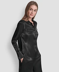 Dkny Women's Pocket Detail Long Sleeve Top