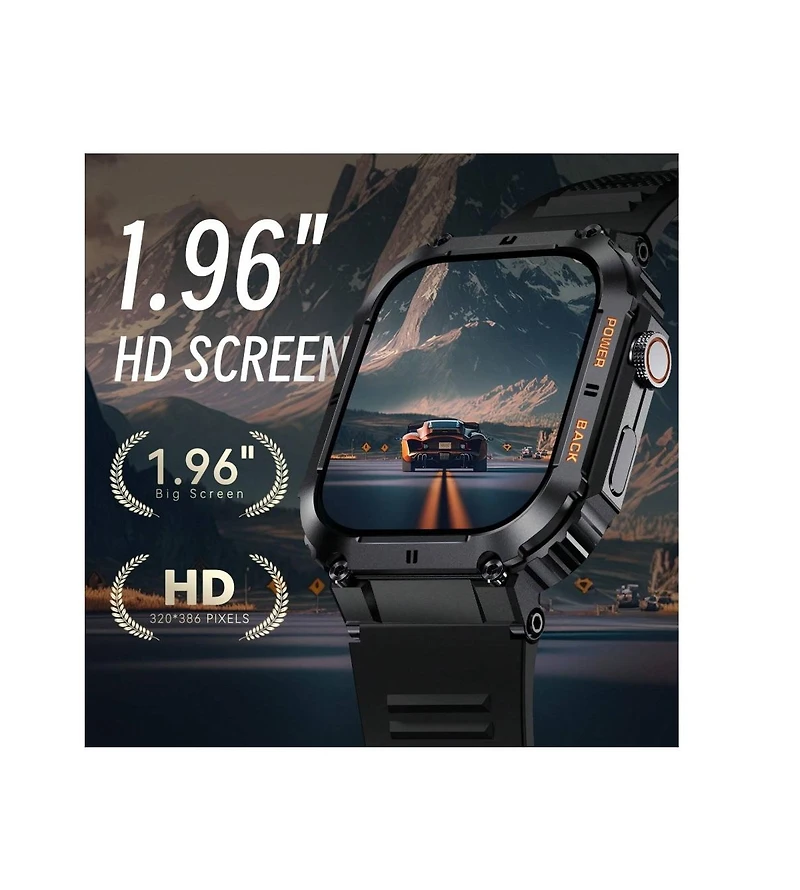 Ruxing Smart Vasip Smart Watches(Answer/Dial Calls) For Men With 1.96" Hd Screen Remote Camera Control Music Playback Control Outdoor Sports Fitn