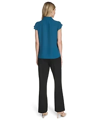Calvin Klein Women's Solid Cap Sleeve Ruffle Top