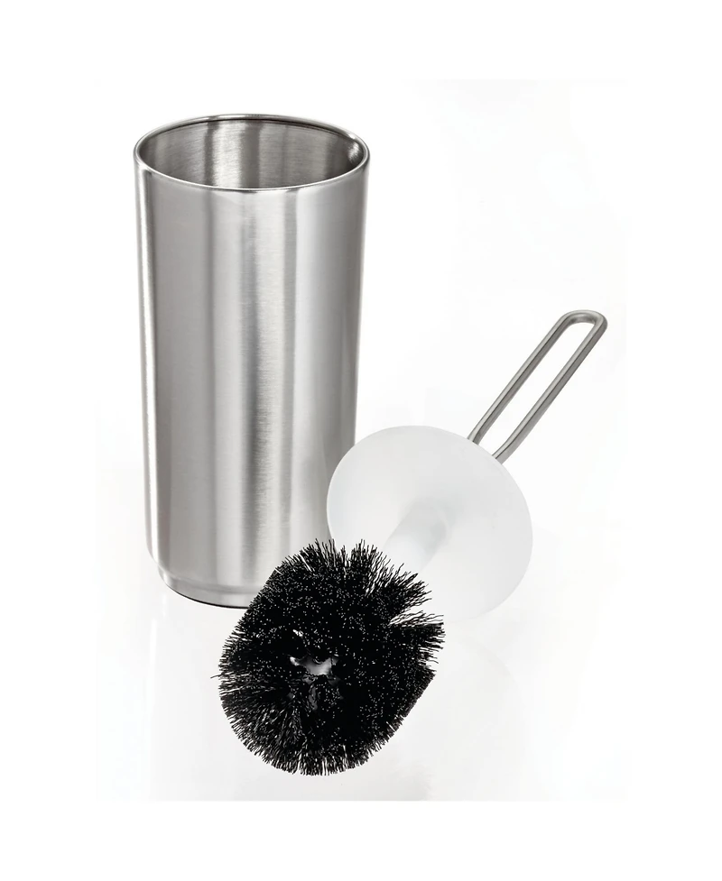 iDesign Stainless Steel Toilet Brush and Holder for Bathroom - Brushed