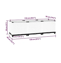 vidaXL Raised Bed White Polypropylene 47.2 x 15.7 x 15.0 in Durable