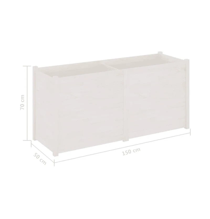 Garden Planter White Solid Pinewood Large Durable