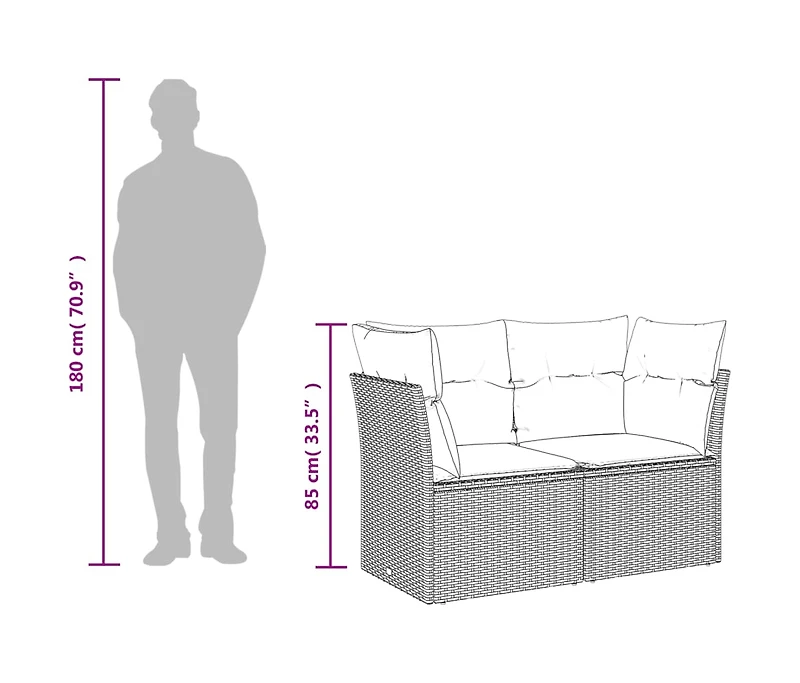 Garden Sofa Black, Blue Poly Rattan, Powder-Coated Steel 2-Seater