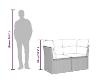 Garden Sofa Black, Blue Poly Rattan, Powder-Coated Steel 2-Seater