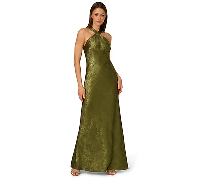 Adrianna Women's Folied-Chiffon Halter Gown