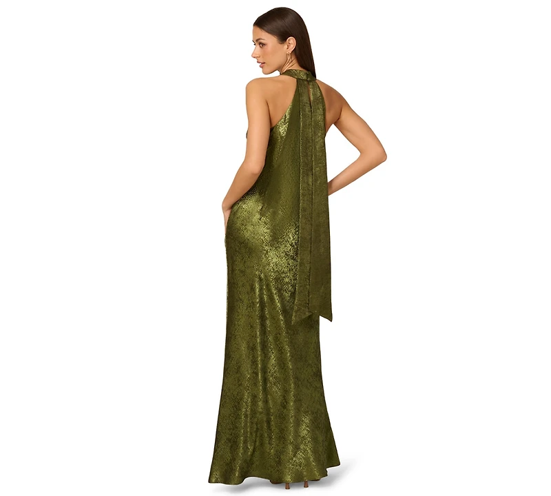 Adrianna Women's Folied-Chiffon Halter Gown