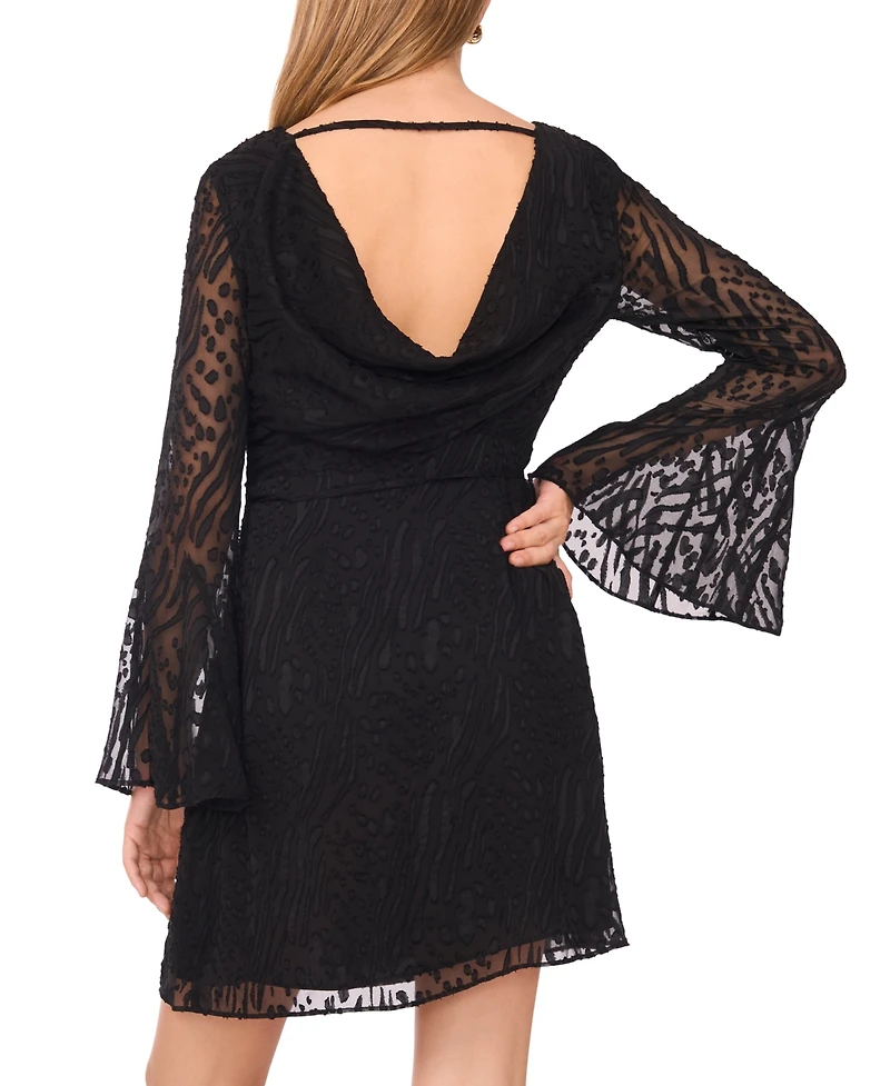 1.state Women's Cowl Back Bell Sleeve Mini Dress