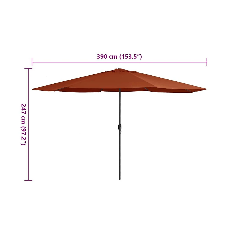 vidaXL Garden Parasol Terracotta Polyester, Metal Large