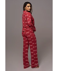 Jluxlabel Red Home For The Holidays Adult Pajama Set