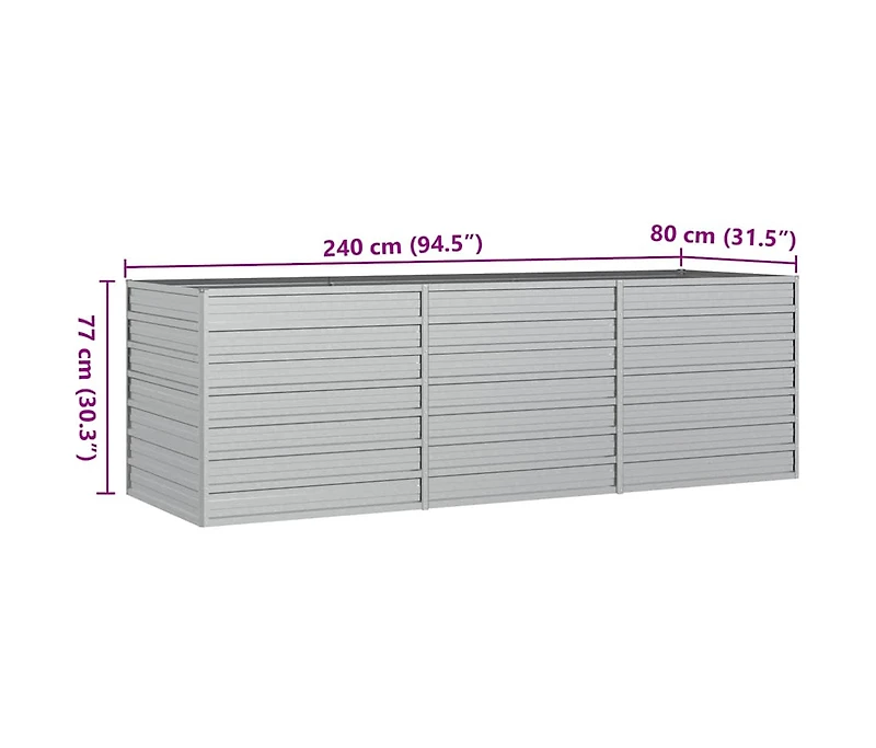 vidaXL Garden Raised Bed Silver Galvanized Steel Large Garden Raised Bed