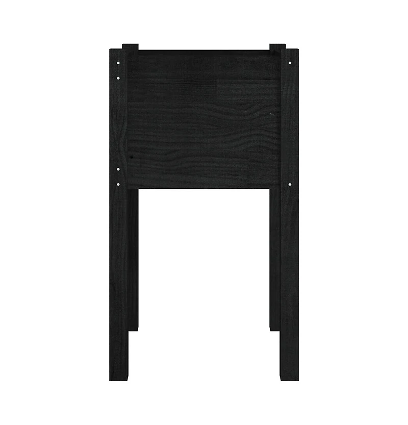 Garden Planter Set of 2 Black Solid pinewood 27.6 in high