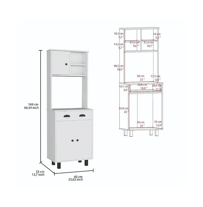 Tuhome Salen Kitchen Pantry White Mdf
