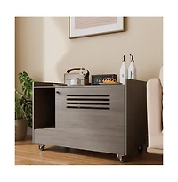 Zeus & Ruta Gray Hidden Litter Box Cabinet with Storage Bench