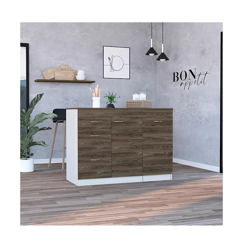 Tuhome Grecia Kitchen Island White / Dark Walnut Mdf