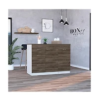 Tuhome Grecia Kitchen Island White / Dark Walnut Mdf