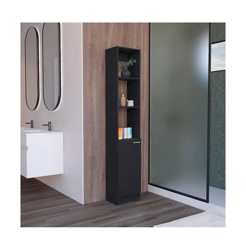 Tuhome Parks Linen Cabinet Black Mdf