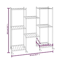 vidaXLFlower Stand Black Powder-Coated Iron Tall Rollable