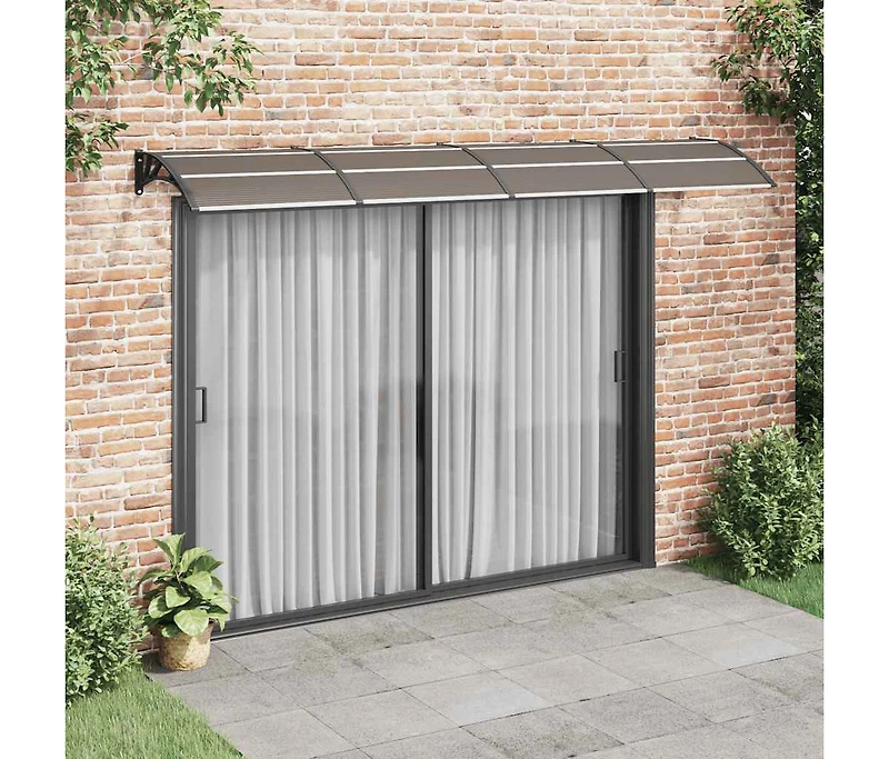 vidaXL Door Canopy Black, Transparent Polycarbonate, Abs, Aluminum Large
