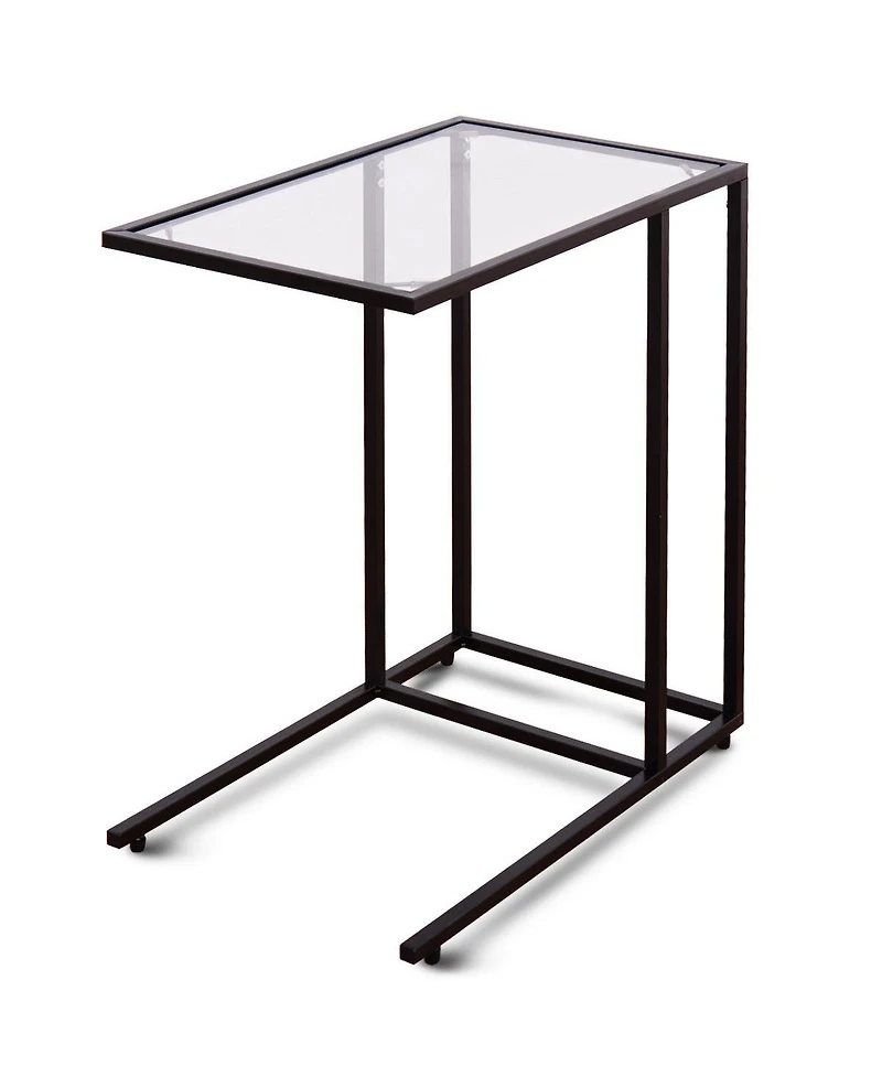 CostwayCoffee Tray Side Sofa End Table Ottoman Couch Stand Tv Lap Snack W/Glass Top