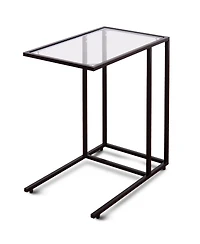 CostwayCoffee Tray Side Sofa End Table Ottoman Couch Stand Tv Lap Snack W/Glass Top