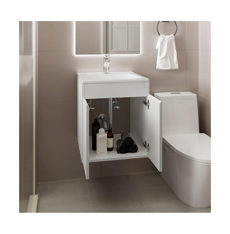 Tuhome Bathroom Vanity Meka 45 White Mdf