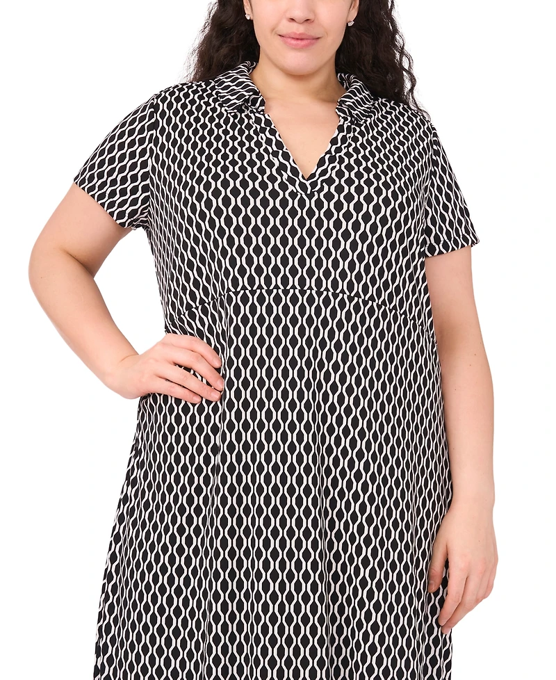 Msk Plus Short Sleeve Printed Maxi Dress