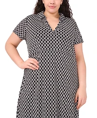Msk Plus Short Sleeve Printed Maxi Dress