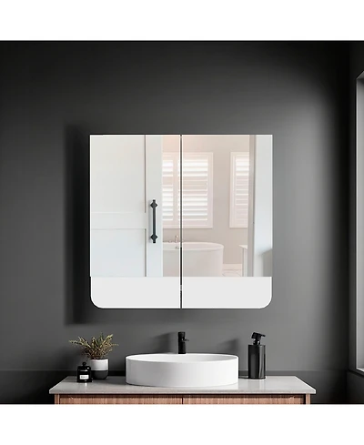 Fm Furniture Patience Medicine Cabinet, two swing doors, three spacious shelves, modern and minimalist design, White
