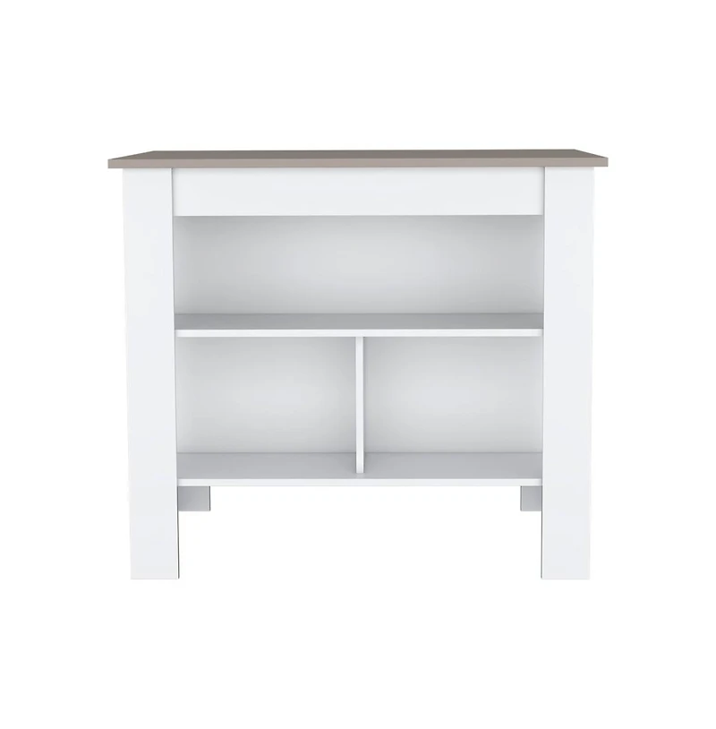Tuhome Cortes Kitchen Island White - Taupe Mdf